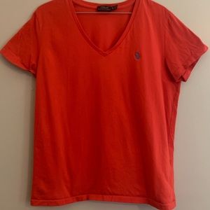 3/15 Kids Sale! Polo Ralph Lauren Coral V Neck Logo Tee